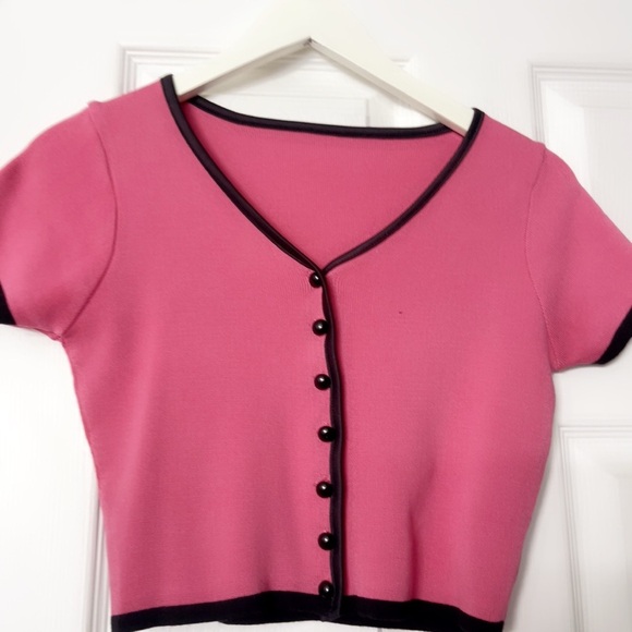 Pink Button-Up Women's Top - Picture 3 of 6